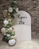 White, Black, Beige, Pink, Blue or Lilac Arch Backdrop Wall Hire with Balloon Garland #WHBD