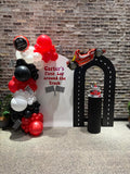 White or Black Open Hollow Arch or White Moon Backdrop Wall Hire with or without Balloon Garland #WHBLKOPENBD