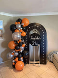 White or Black Open Hollow Arch or White Moon Backdrop Wall Hire with or without Balloon Garland #WHBLKOPENBD