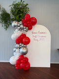 White, Black, Beige, Pink, Blue or Lilac Arch Backdrop Wall Hire with Balloon Garland #WHBD