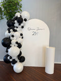White, Black, Beige, Pink, Blue or Lilac Arch Backdrop Wall Hire with Balloon Garland #WHBD