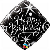 Happy Birthday Diamond Black & Silver Foil Balloon #29988