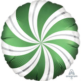 Candy Swirl Emerald Green  Satin Infused Foil 45cm (18") INFLATED #40276