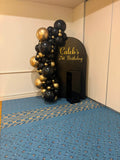 White, Black, Beige, Pink, Blue or Lilac Arch Backdrop Wall Hire with Balloon Garland #WHBD