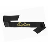 18th Birthday Sash Black with Gold Eighteen #828516