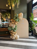 White, Black, Beige, Pink, Blue or Lilac Arch Backdrop Wall Hire with Balloon Garland #WHBD