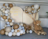 Beige, Pink, Blue or Lilac Arch Backdrop Wall Hire with Balloon Garland #BPBLBD