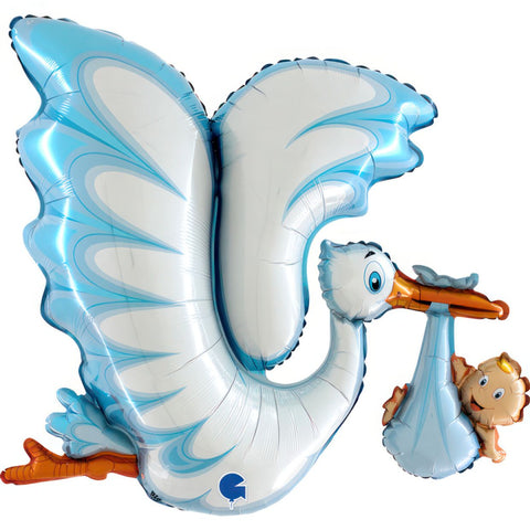 Stork Blue Foil Shape 114cm (45") Balloon INFLATED #720865