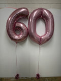 60th Giant INFLATED Helium Number Balloons -Choose your colour