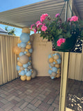 Beige, Pink, Blue or Lilac Arch Backdrop Wall Hire with Balloon Garland #BPBLBD