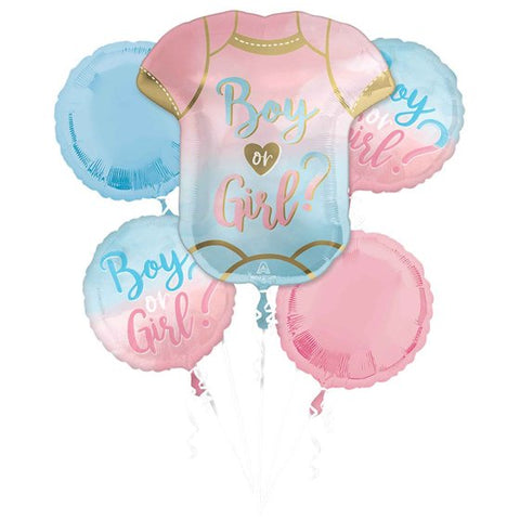 The Big Reveal 5 pack Bouquet 1 x Shape and 4 x 45cm Standard INFLATED #42833