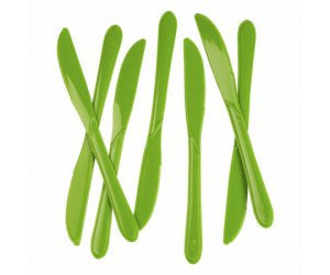 Lime Green Reusable Plastic Cutlery Knife Knives 20pk