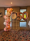 Mesh Arch White or Black or White French Window Backdrop with Balloon Garland HIRE