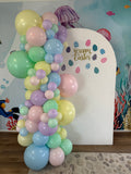 White, Beige or Pink Arch Backdrop Wall Hire with Balloon Garland #WHBD