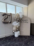 Beige, Pink, Blue or Lilac Arch Backdrop Wall Hire with Balloon Garland #BPBLBD