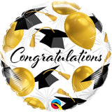 Congratulations Gold Balloons.Foil 45cm (18") INFLATED #82279