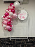 Mesh Arch White or Black or White French Window Backdrop with Balloon Garland HIRE