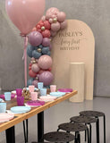 Beige, Pink, Blue or Lilac Arch Backdrop Wall Hire with Balloon Garland #BPBLBD