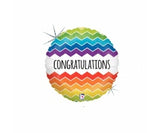 Congratulations Foil Colourful Holographic Chevron Balloon INFLATED #361720