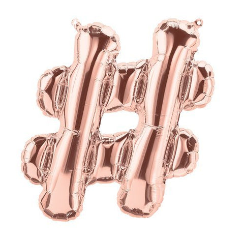 Rose Gold Symbol # Hastag Balloon 41cm AIR FILLED ONLY #01372