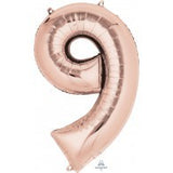 Rose Gold Number 9(nine) Foil 86cm Balloon #36220