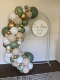 Mesh Arch White or Black or White French Window Backdrop with Balloon Garland HIRE