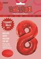 Red Number 8 Foil 86cm Balloon #50608