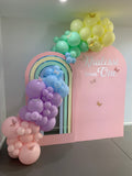 Beige, Pink, Blue or Lilac Arch Backdrop Wall Hire with Balloon Garland #BPBLBD