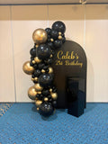 White, Black, Beige, Pink, Blue or Lilac Arch Backdrop Wall Hire with Balloon Garland #WHBD