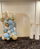 White, Black, Beige, Pink, Blue or Lilac Arch Backdrop Wall Hire with Balloon Garland #WHBD