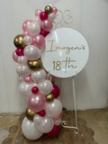 Easel  and Disc with  Balloon Garland HIRE Price from