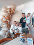 White, Black, Beige, Pink, Blue or Lilac Arch Backdrop Wall Hire with Balloon Garland #WHBD
