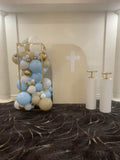 Beige, Pink, Blue or Lilac Arch Backdrop Wall Hire with Balloon Garland #BPBLBD