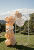 Mesh Arch White or Black or White French Window Backdrop with Balloon Garland HIRE