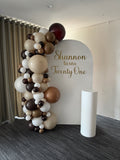 White, Beige or Pink Arch Backdrop Wall Hire with Balloon Garland #WHBD