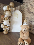 White, Black, Beige, Pink, Blue or Lilac Arch Backdrop Wall Hire with Balloon Garland #WHBD