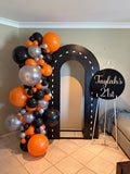 White, Black, Beige, Pink, Blue or Lilac Arch Backdrop Wall Hire with Balloon Garland #WHBD