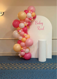 White, Black, Beige, Pink, Blue or Lilac Arch Backdrop Wall Hire with Balloon Garland #WHBD