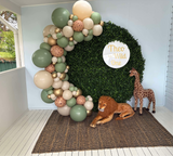 Round Green Wall with Organic Balloon Garland, HIRE ITEM Price From