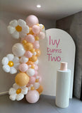 White, Black, Beige, Pink, Blue or Lilac Arch Backdrop Wall Hire with Balloon Garland #WHBD