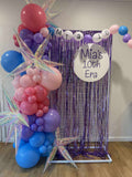 Mesh Arch White or Black or White French Window Backdrop with Balloon Garland HIRE