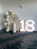White, Black, Beige, Pink, Blue or Lilac Arch Backdrop Wall Hire with Balloon Garland #WHBD