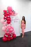 White, Beige or Pink Arch Backdrop Wall Hire with Balloon Garland #WHBD