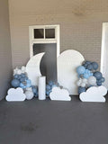 White or Black Open Hollow Arch or White Moon Backdrop Wall Hire with or without Balloon Garland #WHBLKOPENBD