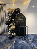 White, Black, Beige or Pink Arch Backdrop Wall Hire with Balloon Garland #WHBD