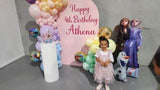 Beige, Pink, Blue or Lilac Arch Backdrop Wall Hire with Balloon Garland #BPBLBD