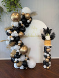 White, Black, Beige or Pink Arch Backdrop Wall Hire with Balloon Garland #WHBD