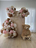 Beige, Pink, Blue or Lilac Arch Backdrop Wall Hire with Balloon Garland #BPBLBD
