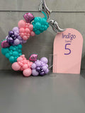 Beige, Pink, Blue or Lilac Arch Backdrop Wall Hire with Balloon Garland #BPBLBD