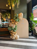 Beige, Pink, Blue or Lilac Arch Backdrop Wall Hire with Balloon Garland #BPBLBD